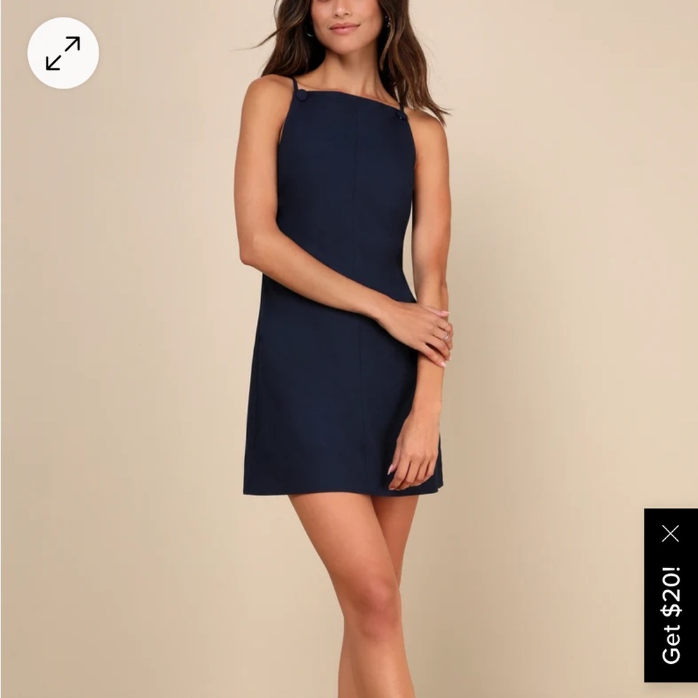 Lulus Chic Ease Navy Blue Sleeveless Mini Dress size XL NWT
